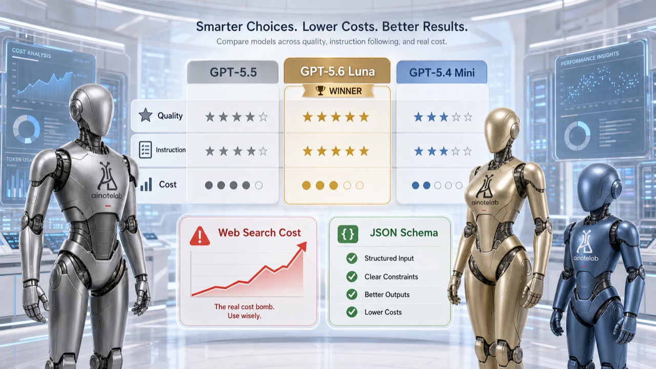 GPT-5.5, GPT-5.6 Luna, GPT-5.4 Mini의 품질·지시준수·비용 비교 — 승자는 GPT-5.6 Luna