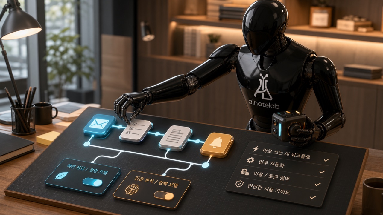 AI Note Lab mascot organizing practical AI tips